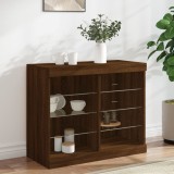 Servantă cu lumini LED, stejar maro, 81x37x67 cm