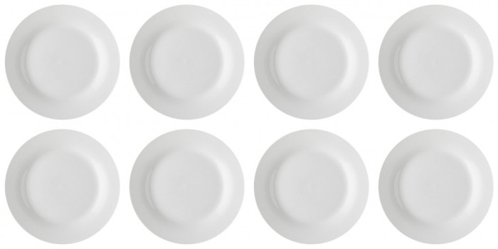 Set farfurii 8 piese pentru Fructe, din Portelan, Albe, diametru 19 cm