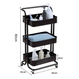 Etajera de Bucatarie Metalica Neagra cu 3 Nivele 44x36x82cm, Oem