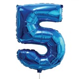 Balon Petrecere, Nr.5, Folie Aluminiu, Culoare Albastru, Dimensiune 60cm