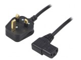 Cablu Alimentare 1.5m 3x0.75mm2 Mufă BS 1363 la IEC C13 90&deg;