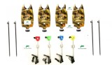Set 4 Senzori Pescuit cu Swingere LED + 4 Picheti - Avertizori Reglabili Sensibilitate, Sunet - Baterii Incluse