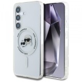 Husa MagSafe pentru Samsung Galaxy S25+ S936, Karl Lagerfeld, IML Metal Karl &amp; Choupette&#039;s Heads, Argintie