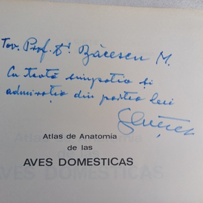 ATLAS DE ANATOMIA PASARILOR DOMESTICE-V.GHETIE CU DEDICATIE SI SEMNATURA-1981 X3. foto