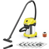 Aspirator umed-uscat Karcher WD3 S V-17/4/20 + 4 saci filtranti, Aspirare umeda si uscata, recipient din otel inoxidabil de 17 L, Furtun de asiprare d