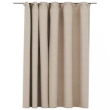 Draperie opaca, aspect de in, bej, 290 x 245 cm, cu carlige