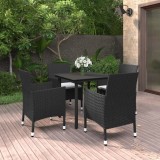 vidaXL Set mobilier de grădină cu perne 5 piese poliratan &amp; sticlă