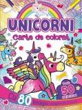Unicorni. Carte de colorat cu peste 50 abțibilduri - Paperback brosat - Flamingo