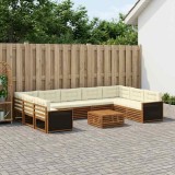 Cumpara ieftin Set de canapele de exterior 10 buc. 9-Locuri Natural si Crem