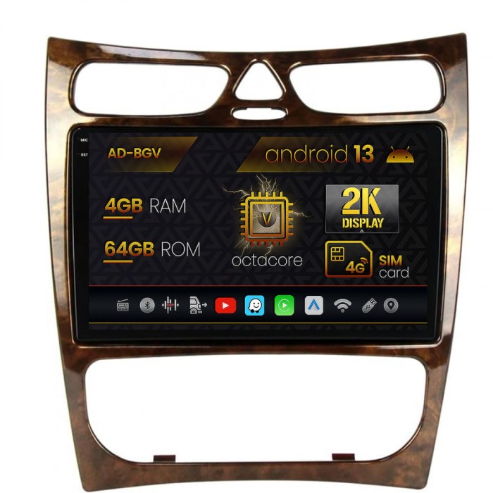 Navigatie Mercedes Benz CLK W209 (2000-2005), Android 13, V-Octacore 4GB RAM + 64GB ROM, 9.5 Inch - AD-BGV9004+AD-BGRKIT416V4
