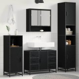vidaXL Set de mobilier pentru baie cu sertar cu ușă 3 pcs Stejar negru 3402487