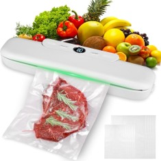 Aparat de Vidat si Sigilat Alimente Umede/Uscate, Afisaj Digital Secunde Ramase, Oprire Automata, pentru Carne, Peste, Legume si Fructe, Portabil, 30