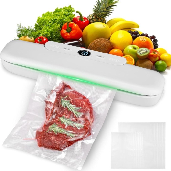 Aparat de Vidat si Sigilat Alimente Umede/Uscate, Afisaj Digital Secunde Ramase, Oprire Automata, pentru Carne, Peste, Legume si Fructe, Portabil, 30