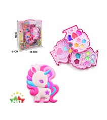 Trusa de machiaj in forma de unicorn roz pentru copii