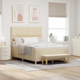 vidaXL Pat cu arcuri cu saltea cu headboard Crem 160 x 200 cm țesătură 3344392