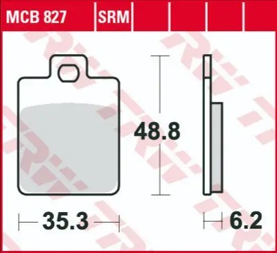 Set placute frana TRW MCB827 - CPI GTR - Gilera Runner - Stalker - Piaggio Liberty - NRG - Zip - Free - Vespa ET2 - ET4 - LX 50-400cc