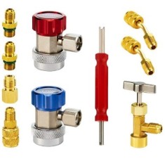 Set Adaptoare AC, 8 Piese &ndash; Cuplaje Rapide și Accesorii pentru Sisteme de Aer Condiționat R134A și R410