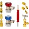 Set Adaptoare AC, 8 Piese &ndash; Cuplaje Rapide și Accesorii pentru Sisteme de Aer Condiționat R134A și R410