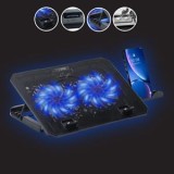 Suport Cooler pentru Laptop cu LED si Ventilatoare, 35x25x2,8 cm, Negru, CMCLASS