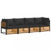 Set canapele de gradina cu perne, 4 piese, lemn masiv de acacia