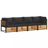 Set canapele de gradina cu perne, 4 piese, lemn masiv de acacia