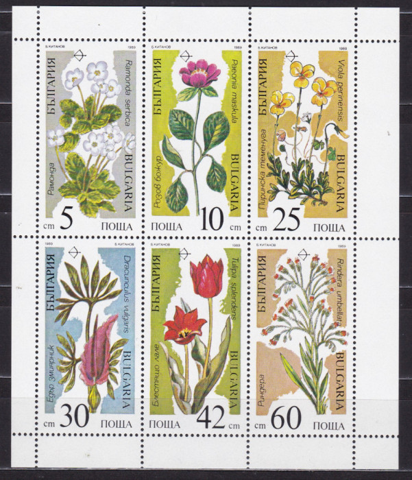 BULGARIA 1989 FLORA FLORI BLOC MNH