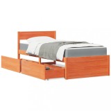 VidaXL Pat cu sertare saltea, maro ceruit, 90x190 cm, lemn masiv pin 3281921
