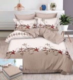 Lenjerie Pat Bumbac 6 Piese Cu Elastic Bej Maro 180x200 cm