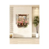 Cumpara ieftin Sticker Perete Autocolant Flori in Ghiveci la Fereastra - 066654