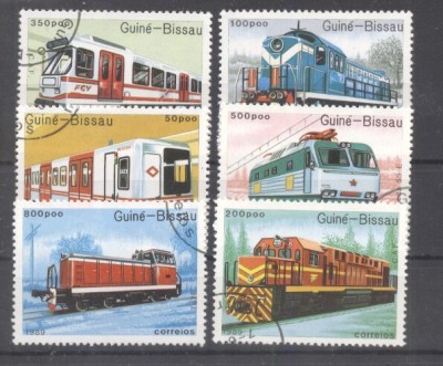 Guinee Bissau 1989 Trains, used AK.111 foto