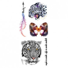 Tatuaj temporar Abstract Tiger, Multicolor, 9x19 cm, pentru piele foto
