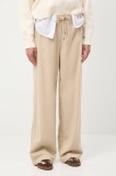Medicine pantaloni culoarea bej, lat, medium waist