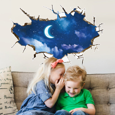 Sticker decorativ, gaura in perete, privire spre cer 90 cm, 125STK foto