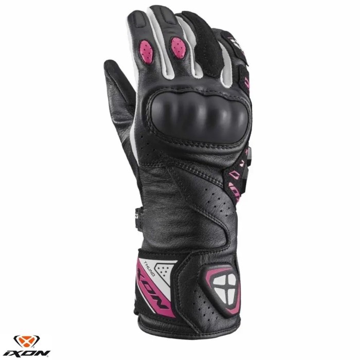 Manusi femei pentru scuter - motocicleta Racing vara piele Ixon model Thund LS culoare: negru/fucshia (roz) &ndash; degete tactile Negru/fuchsia (roz) S (7/