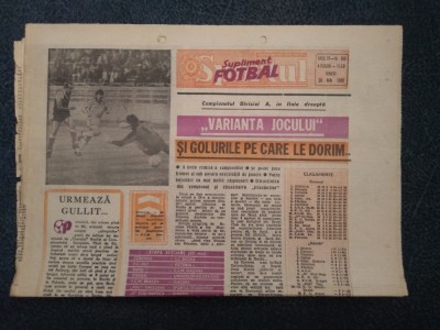 ZIARUL SPORTUL SUPLIMENT FOTBAL 20 MAI 1988 foto