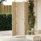 Separator de camere cu 3 panouri pliabile bej 147x180 cm din ratan sintetic