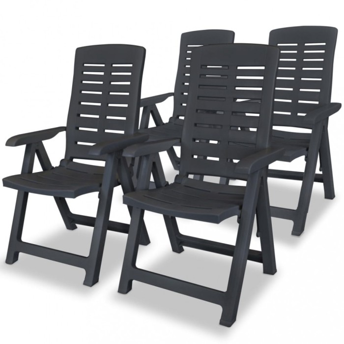 vidaXL Scaune de grădină rabatabile, 4 buc., antracit, plastic 275071