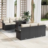 vidaXL Set de canapea de grădină cu 7 piese, perne incluse, din rattan negru.