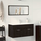 Set mobilier de baie, 2 Piese, stejar negru, lemn prelucrat