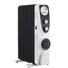 Calorifer electric cu ulei Heinner HOH-MVT11WH-BK, 2300 W, 11 elementi, Ventilator turbo, 3 setari de temperatura, Termostat ajustabil, Protectie supr
