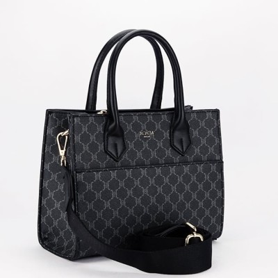 Geanta neagra cu imprimeu Acacia Paris G-24254 12 foto