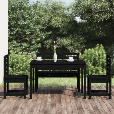 vidaXL Set de masă pentru grădină, 4 piese, negru, lemn masiv de pin foto