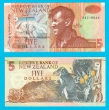 Noua Zeelanda (p#177) 5 Dollars 1993 UNC &#039;Varianta pe h&acirc;rtie&#039; serie: DK219844 Tipărită de: De La Rue