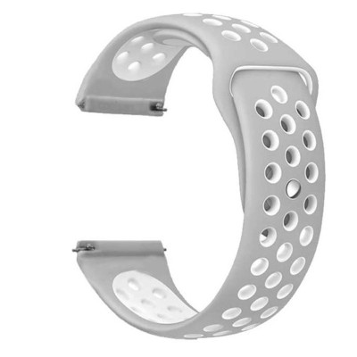 Curea silicon compatibila Garmin Venu 2, telescoape Quick Release, 22mm, Alb/Gri foto