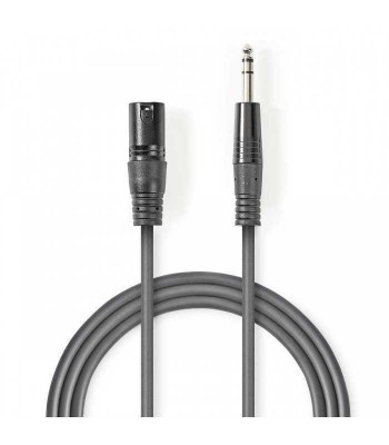 Cablu XLR stereo Nedis XLR 3pini tata - Jack 6.3 mm tata 1.5m gri foto