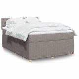 VidaXL Pat box spring cu saltea, gri taupe, 140x200 cm, textil