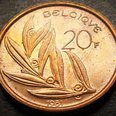 Moneda 20 FRANCI - BELGIA, anul 1981 *cod 4036 = UNC!