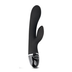 Vibrator Rabbit O-Sensual Clit Duo Climax 7 Moduri Vibratii Silicon USB Negru 22 cm