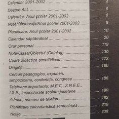 Agenda cadrului didactic, 2001-2002