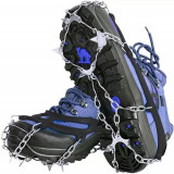 Crampoane pentru incaltaminte montana, marime 41-44, husa transport inclusa, TPE/metal, argintiu, set 8 buc, Trizand